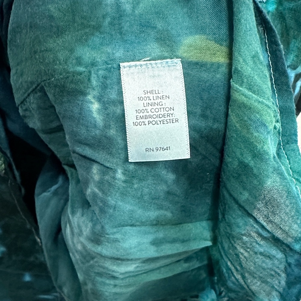 J. Jill Green blue Linen Tie-Dye dress M Tall - Picture 5 of 6